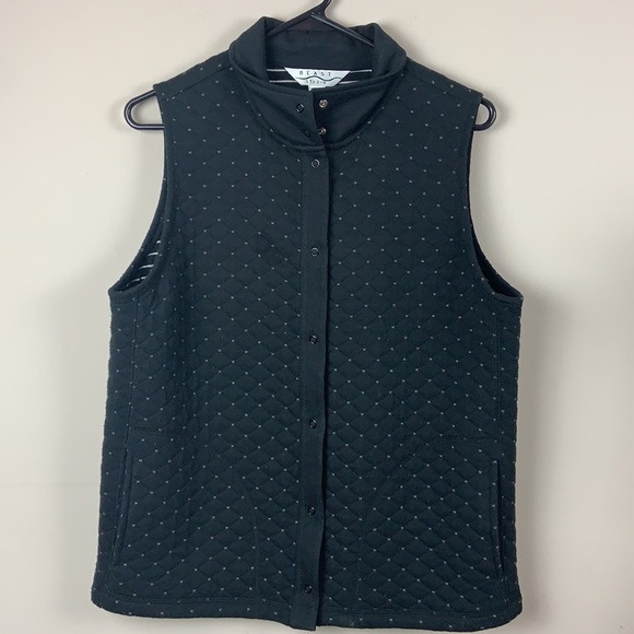 Black dotted Quilted Vest Size Small Petite - Picture 6 of 7